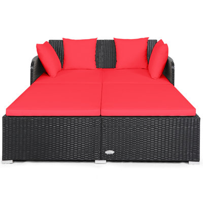 52'' Wide Straight Wicker Patio Daybed with Cushions