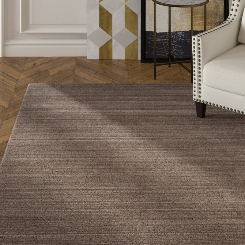 Tapis rayé en laine et bois de frêne Mcelroy, Rectangle 6 pi x 9 pi