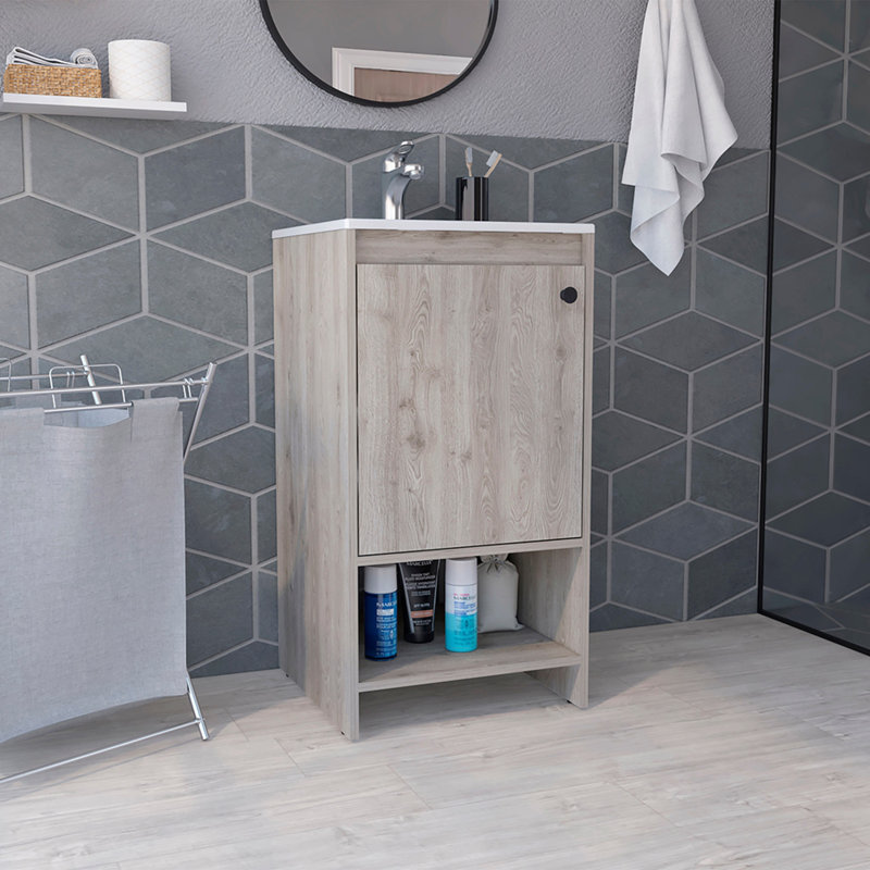 Meuble-lavabo pour salle de bain, gris clair
