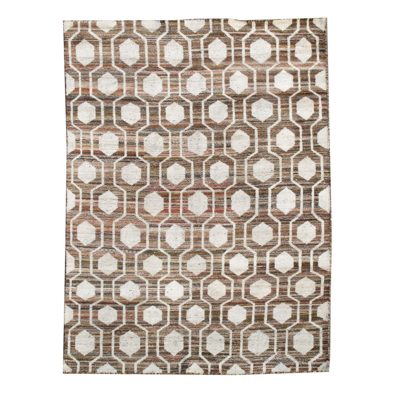 Tapis moderne en soie noué à la main 5 x 8 po