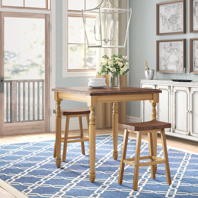 Martello Solid Wood Top Four Leg Dining Set, Almond / Wheat