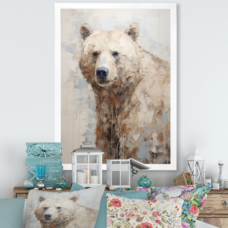 Minimalisme ours dans la glace I, Cadre photo blanc, H 40 po x l 30 po x P 1,5 po
