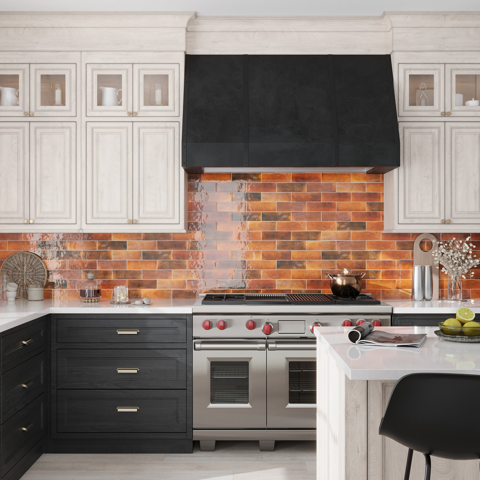 Antiek 3" x 8" Ceramic Subway Tile, Red