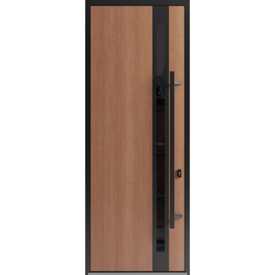 Porte avant en acier pré-suspendue à l'avant / teck Ronex 1033 / entrée en métal peint moderne de l 36 po x H 96 po à gauche