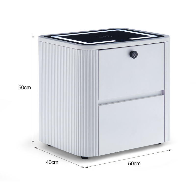 Brianca 50cm W Glass Bedside Table