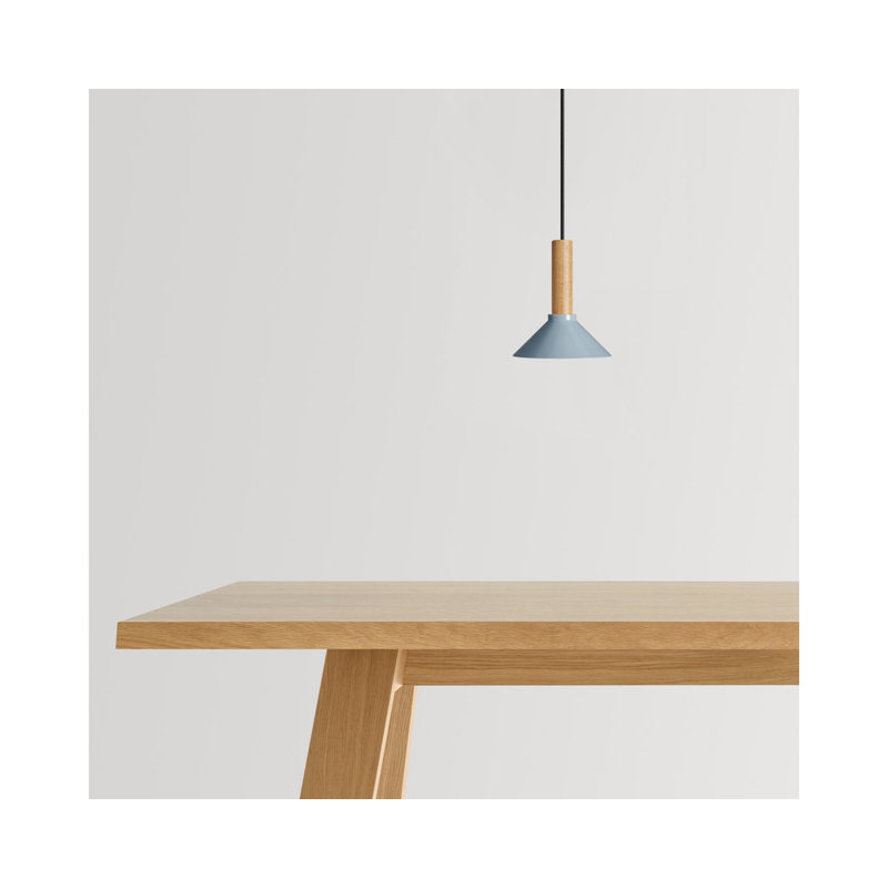 Emblem 1 - Light Pendant, 12" H x 14" W x 14" D, White Oak, Gray Blue