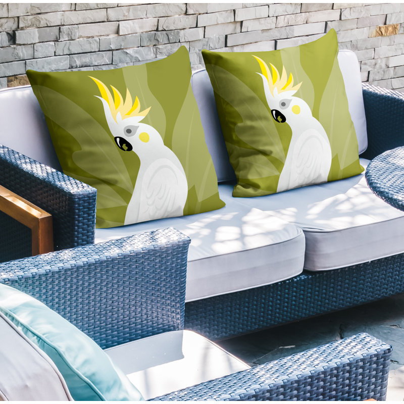 Coussin intérieur / extérieur Catoo Bird, L 17 po x H 17 po, Chartreuse