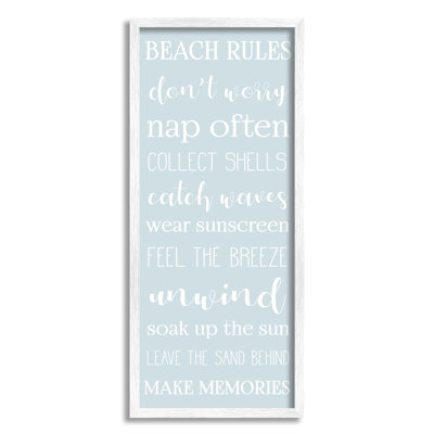 Liste de règles de plage - activités côtières - bleu blanc