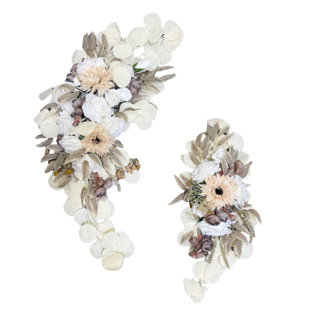 Élégante décoration florale ivoire en forme d'arche de mariage - ensemble de 2