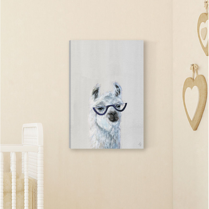 Salena Studious Llama II Print on Wrapped Canvas, 12" H x 8" W x 1.5" D