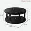 Table basse ronde avec plateau épaissi à deux niveaux, pieds robustes et motif perlé-409835472