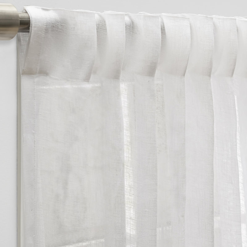 Cordovano Premium Pure 100% Linen Sheer Rod Pocket w/ Backtab Single Curtain Panel, 48" W x 84" L, White
