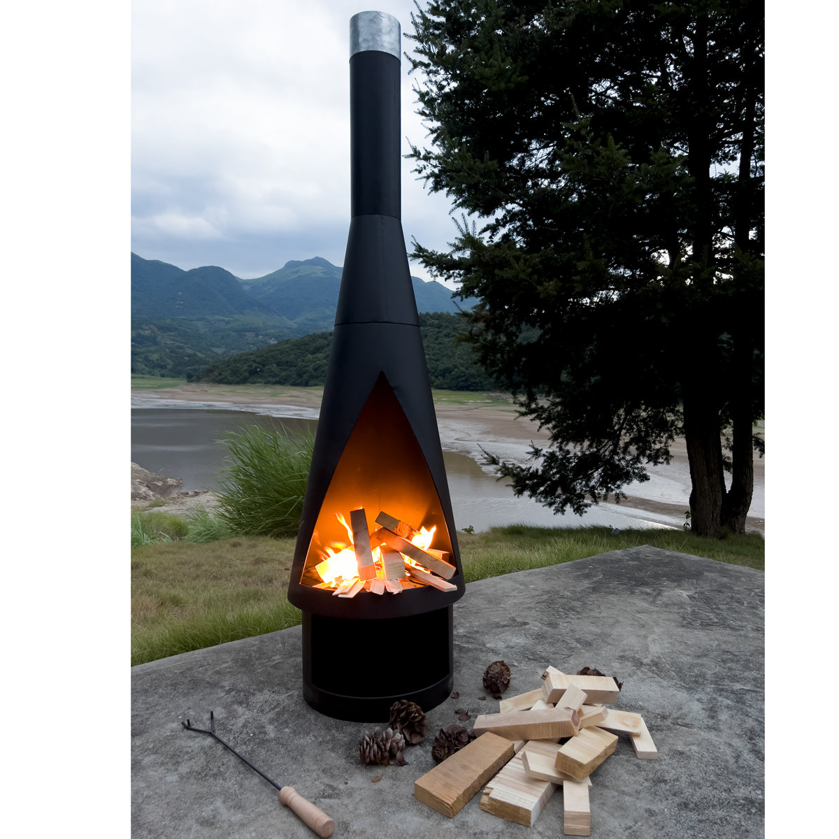 Zaymar 56.1" H Iron Wood Burning Outdoor Chiminea