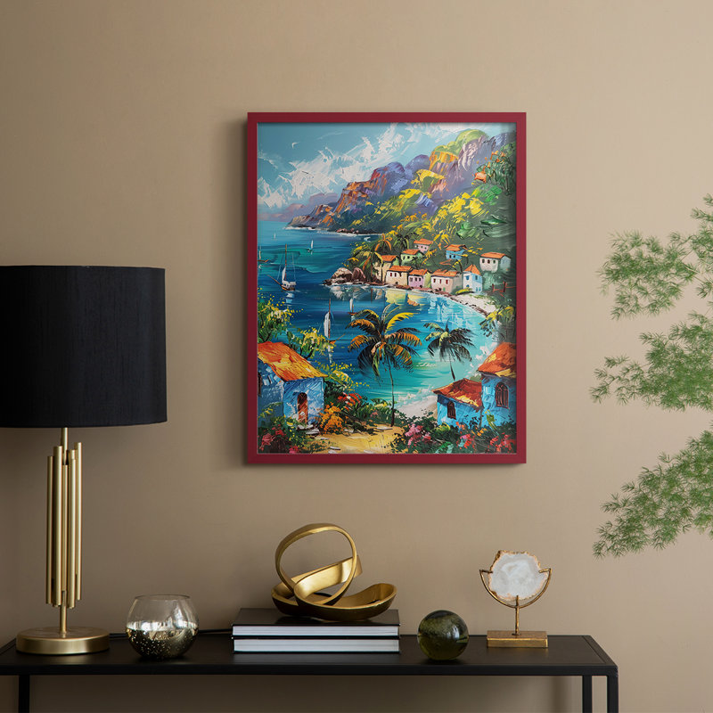 «NAUTICAL Series», impression encadrée en bois massif, H 21 po x l 17 po, Rouge