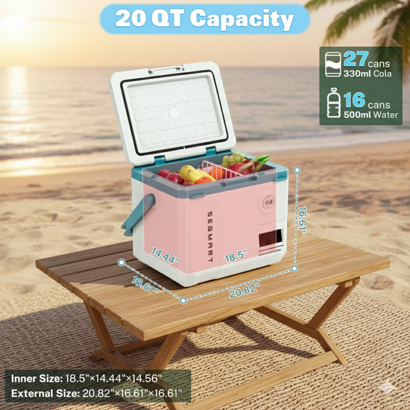 Réfrigérateur de voiture portable MC20 (45 W 19 L) pour camping