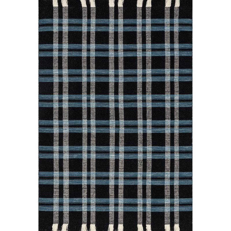 Denton Country Plaid Wool Fringe Area Rug, Rectangle 2' x 3'