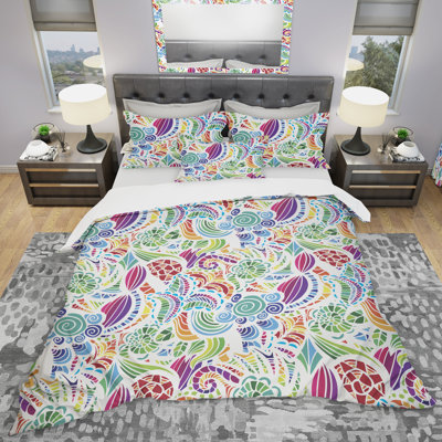 Ensemble de housse de couette moderne et contemporaine en microfibre blanc / bleu