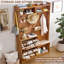 Porte-manteau bohème de 198 cm de haut avec banc et rangement à chaussures, porte-manteau d'entrée en rotin avec 2 tiroirs rabattables, siège rembourré, 6 crochets et armoire de rangement pour vestibule ou couloir.-915285912
