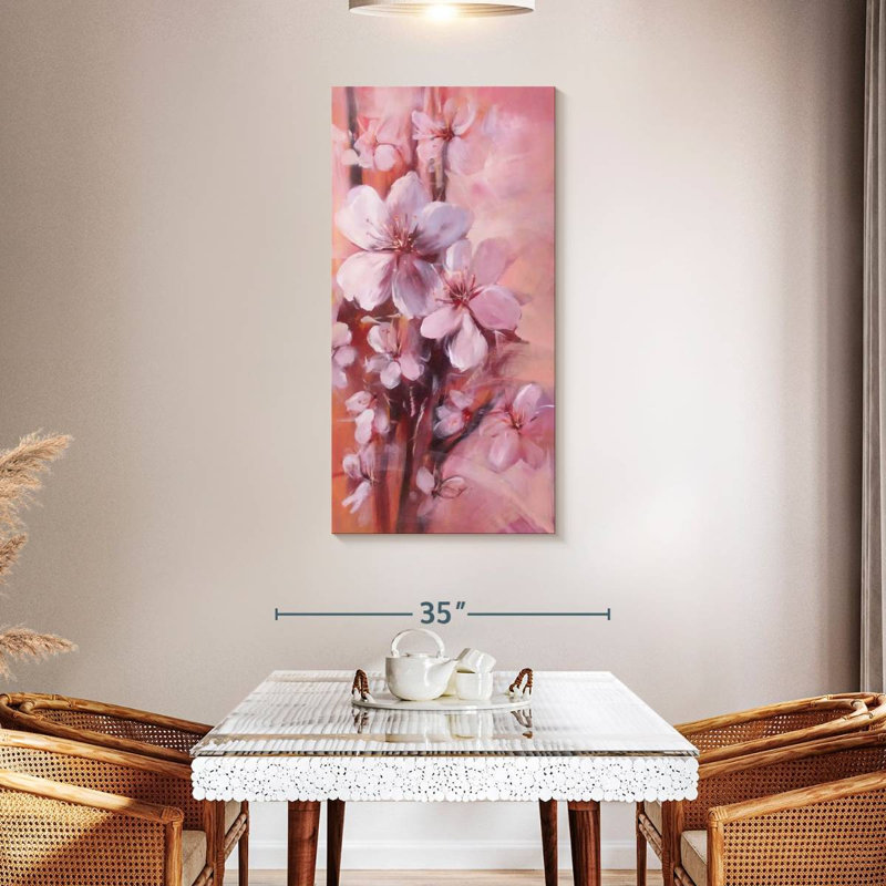 Fleurs d'amandier japonais, H 48 po x l 24 po