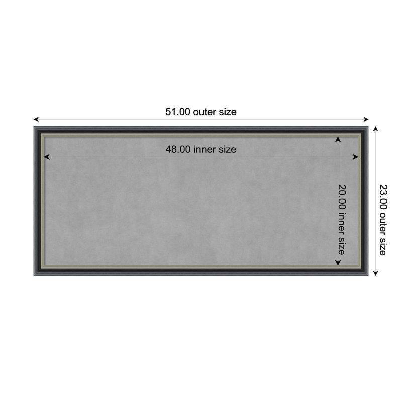 Tableau magnétique magnétique en métal, 23" H x 51" W