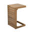 Table de bout moderne en bois brun fabriquée en bois, qui ajoute de l'espace supplémentaire au patio, ainsi que des outils et des instructions d'assemblage.