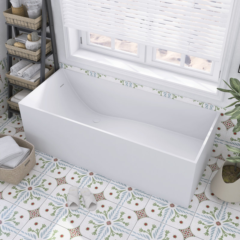 Baignoire de trempage à surface solide 66,9 po - Baignoire autoportante