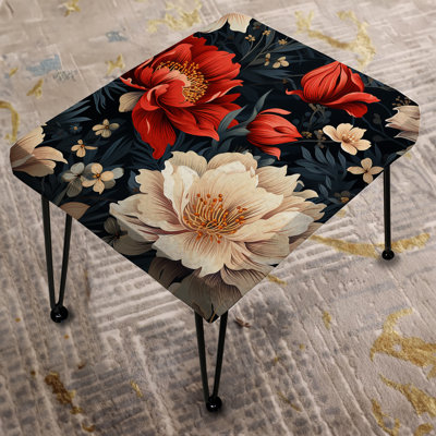 Enchanting Red Peonies Garden Flourish - Floral Rectangle Ottoman
