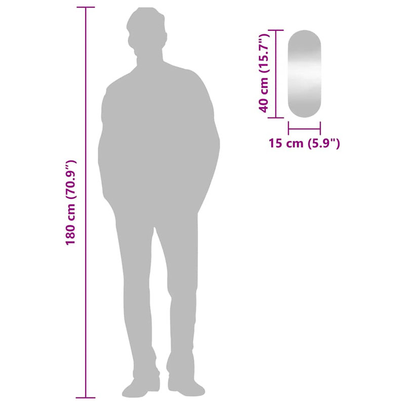 Loert Flat Mirror, 40 cm H x 15 cm W