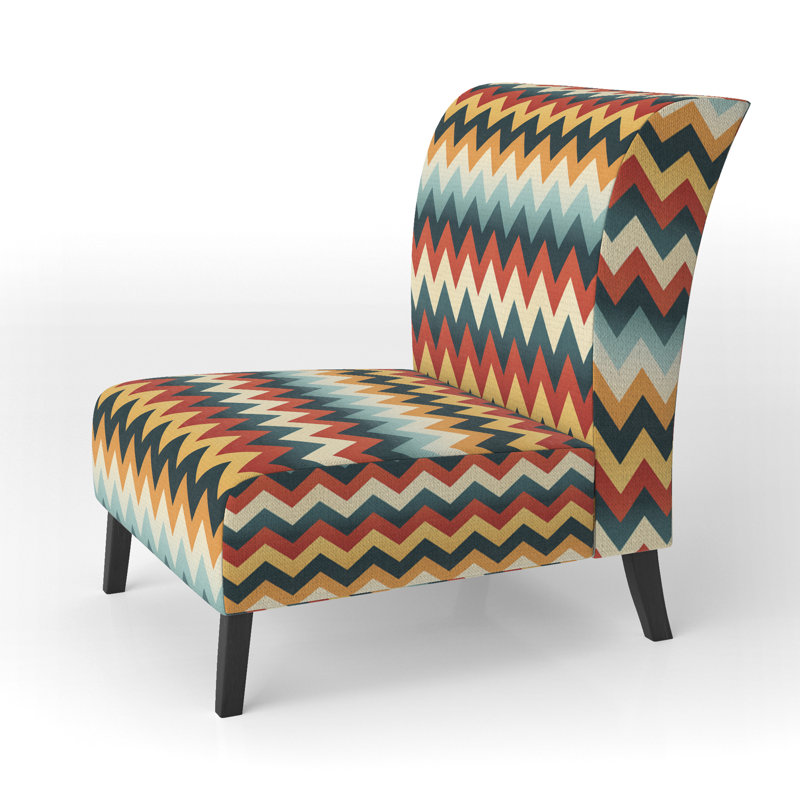 Motif géométrique à chevrons harmonisés - Fauteuil d'appoint et fauteuil rembourrés, Multicolor Polyester Blend