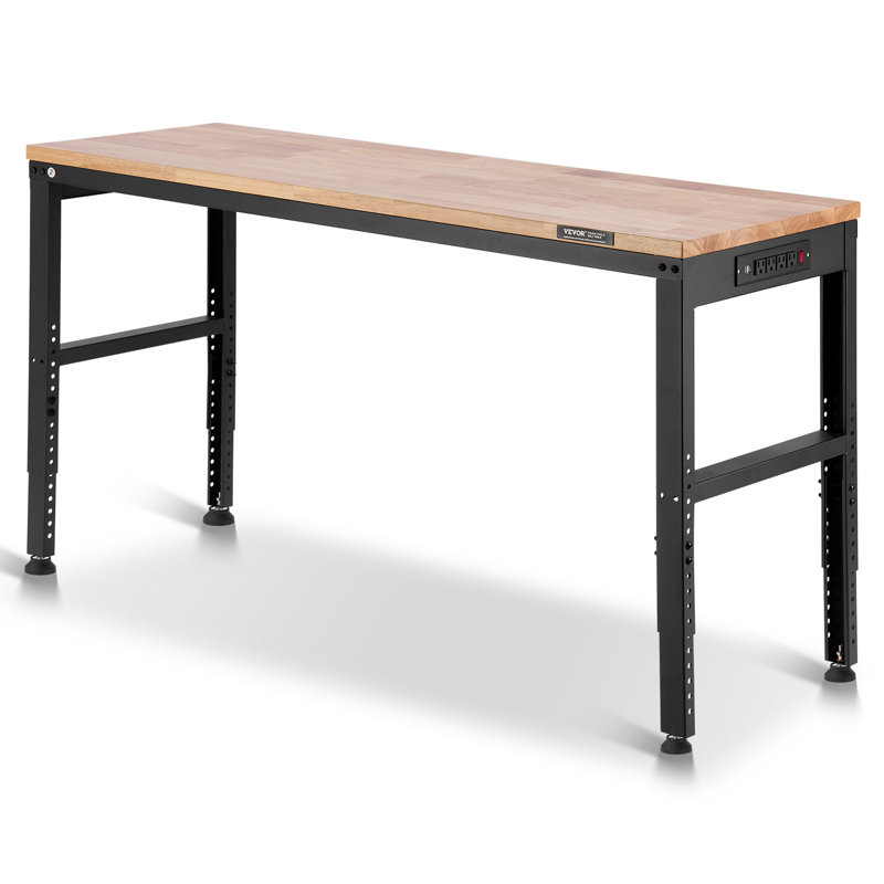 61'' W Wood Top Height-Adjustable Workbench