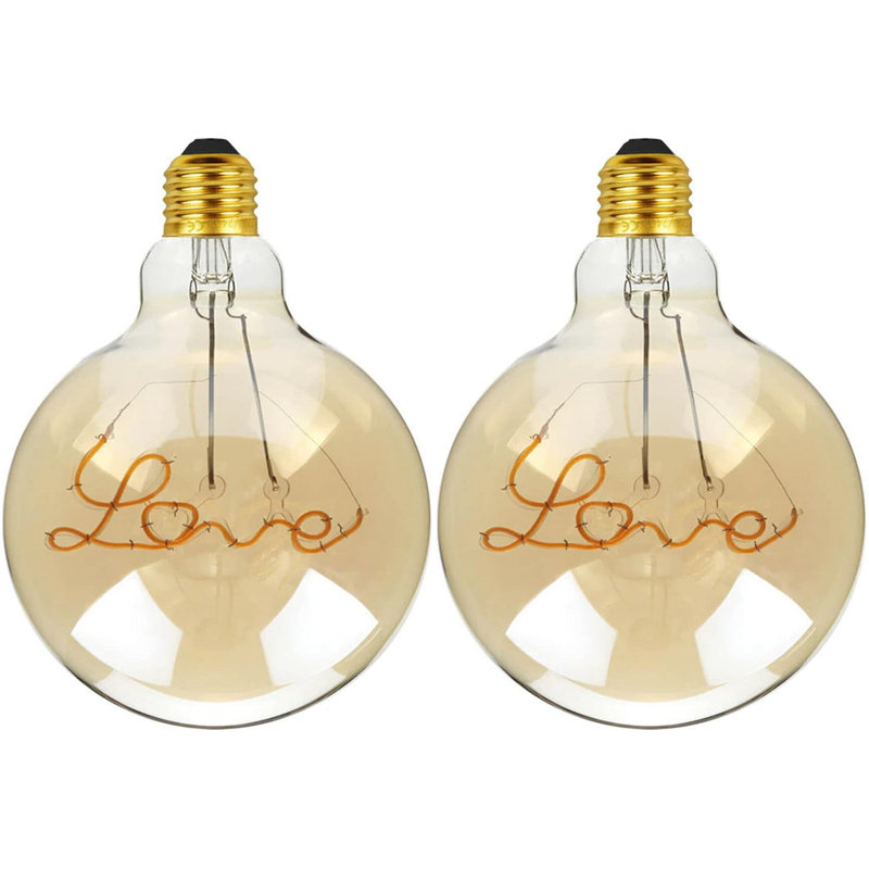 Vintage Love LED Bulbs 4W Edison Bulb Super Globe 125 Warm Specialty Decorative Light Bulb Pack 2