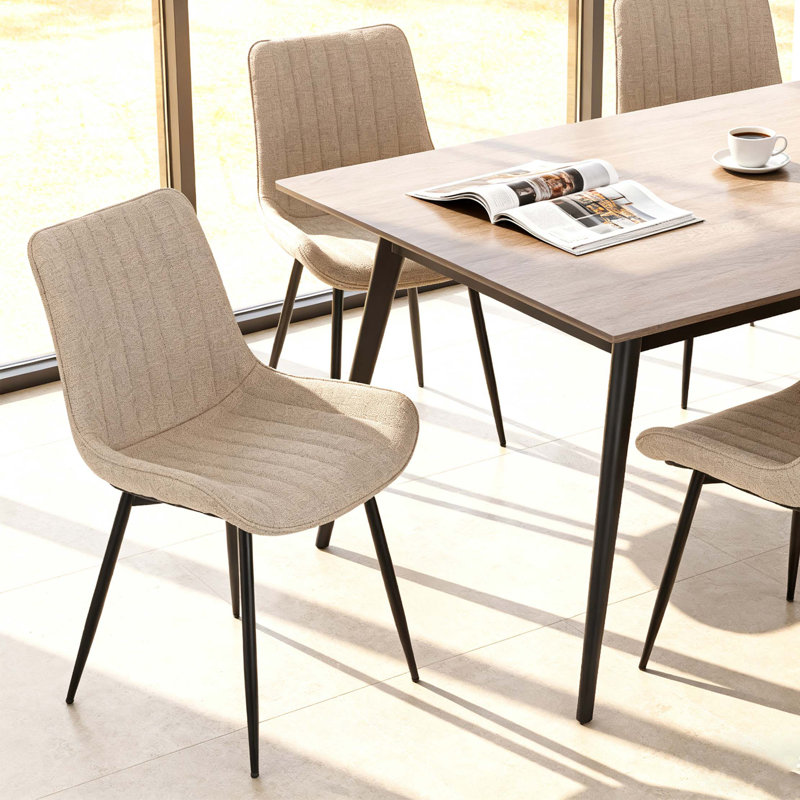 Ensemble de 4 chaises de salle à manger rembourrées modernes avec dossier rembourré et pieds en métal