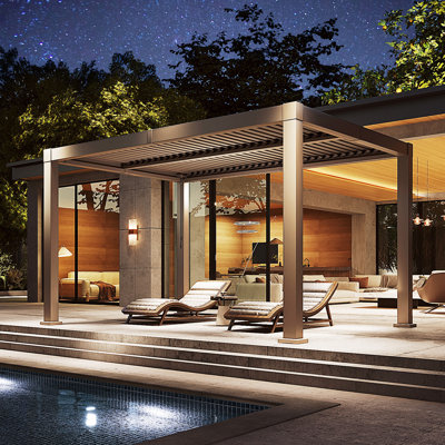 JolyDale 12 Ft. W x 10 Ft. DOutdoor Pergola, Louvered Pergola, Aluminum Pergola for Patio