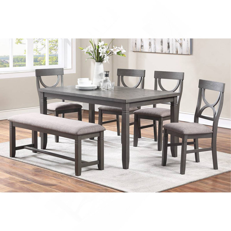 Table de salle à manger 6pc, Gris, Gris