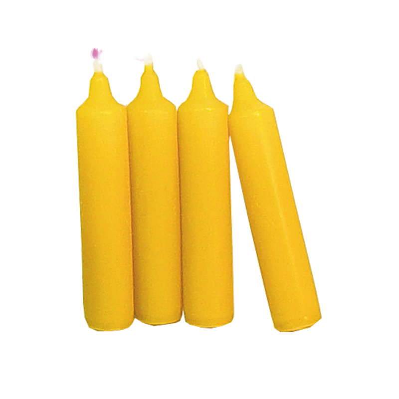 Bougie effilée déévasée de paraffine, Très grande bougie (boîte de 4), Jaune