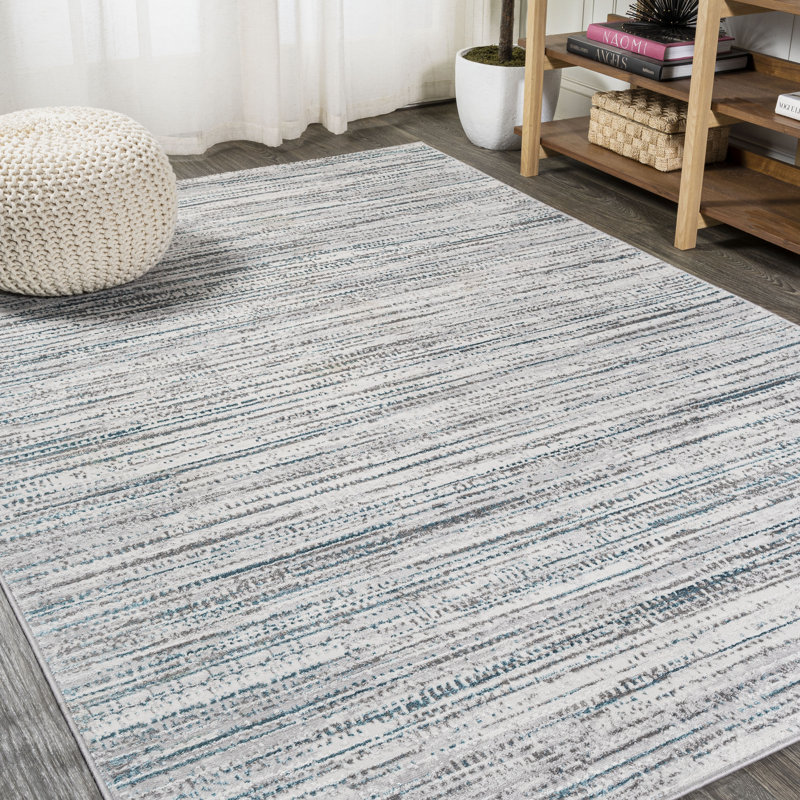 Asahn Loom Modern Strie' Gray/Turquoise Rug, Rectangle 7'8" x 10'