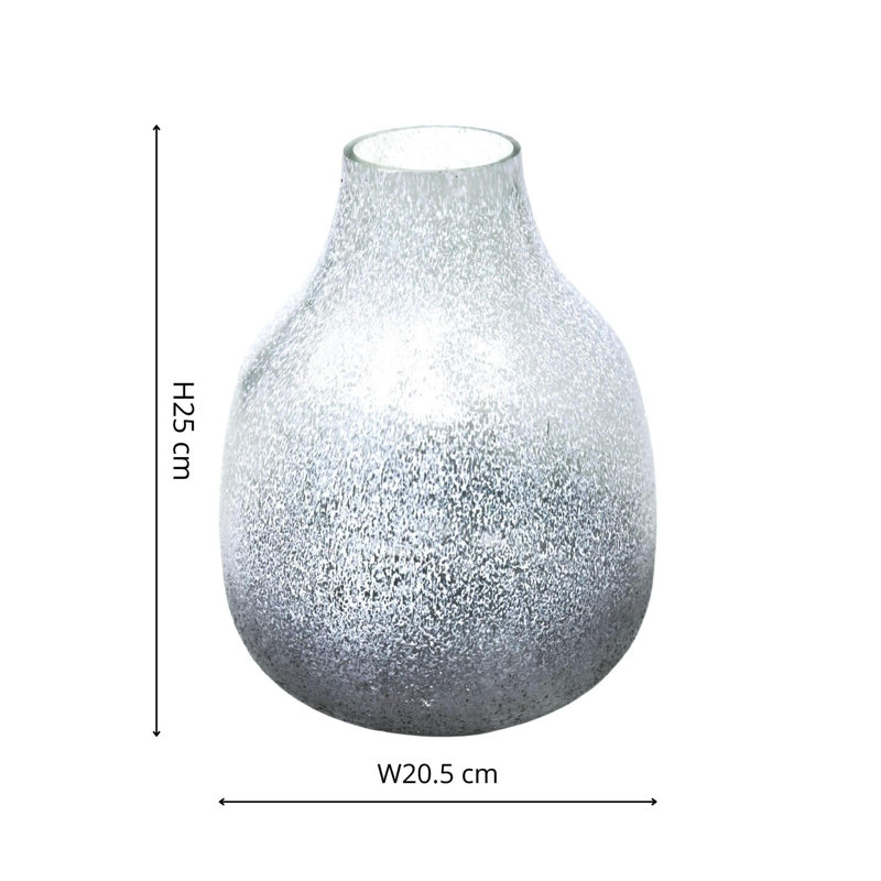 Verre Round Frosted Vase Handmade Glass Table Vase, Atlantic Blue Frosted