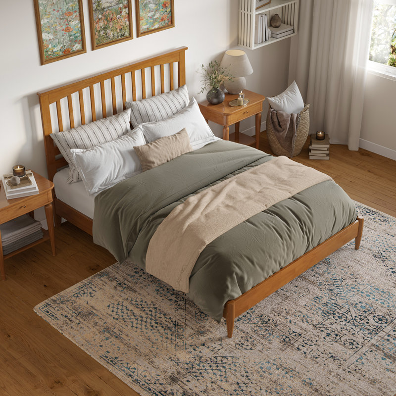 Lit plateforme en bois massif Aritra, Caramel clair, Grand