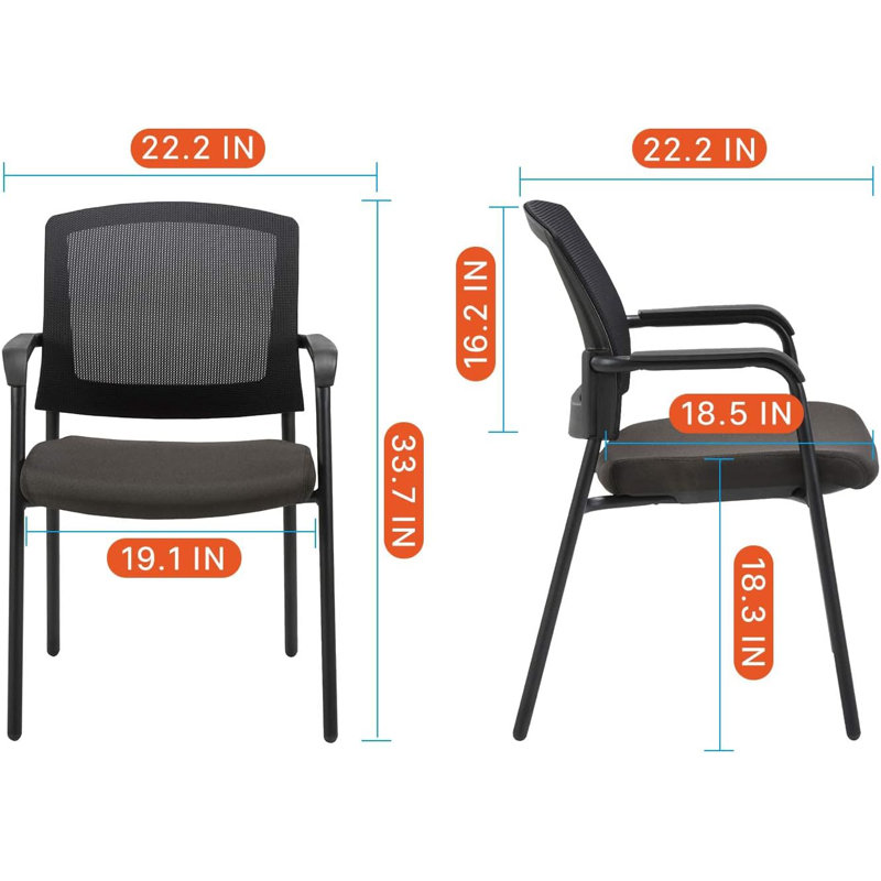 Chaise de salle d'attente en filet avec structure en métal, Noir
