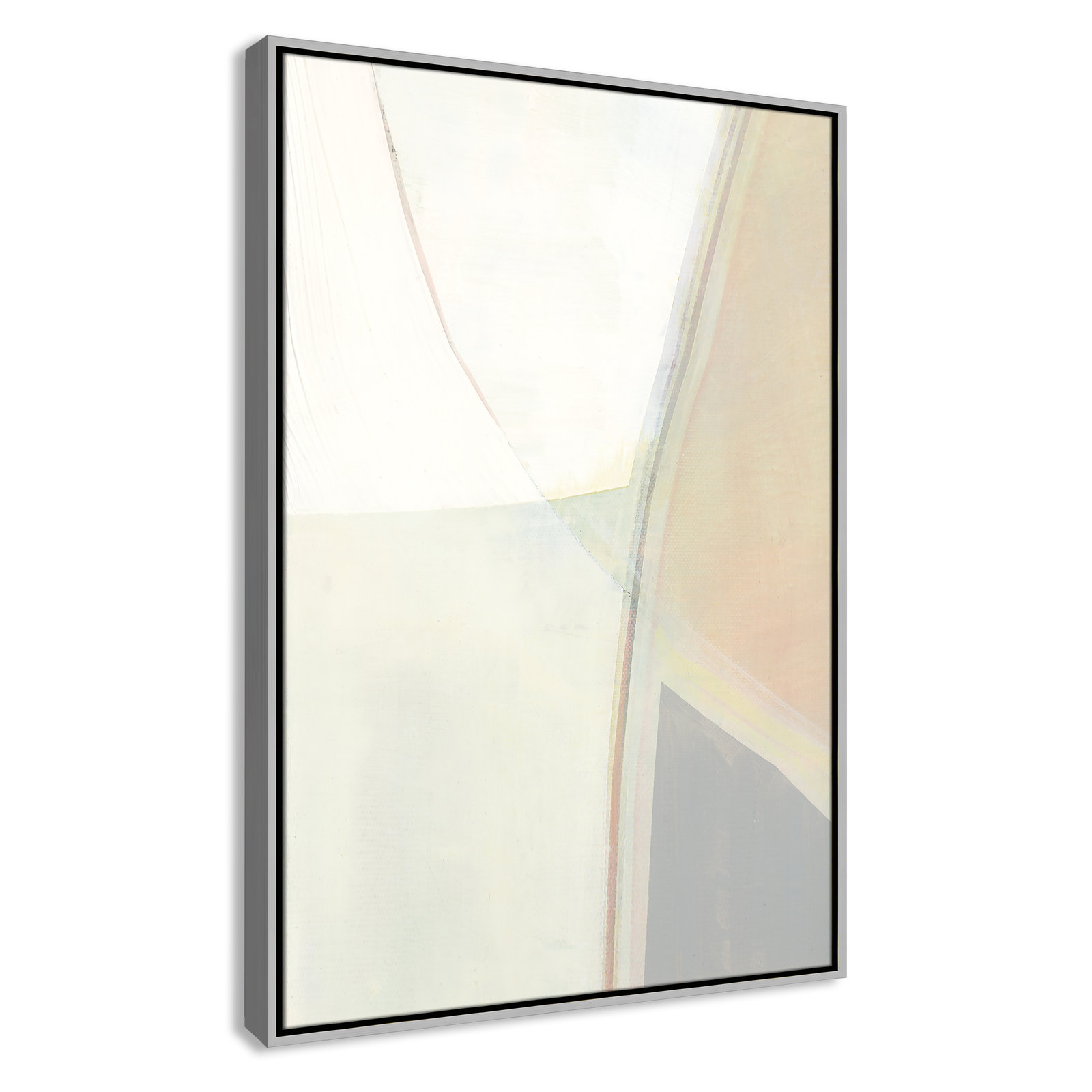 Alexandria "In Neutral II" Painting by Cartissi, 37.5" H x 25.5" W x 2" D, Silver Framed Canvas