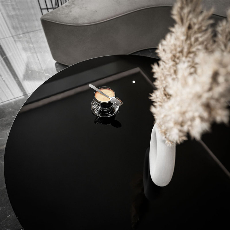 Arshman coffee table, Glossy Black, Matt Gold