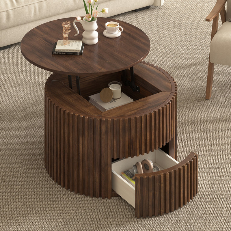 Table basse à plateau relevable moderne Modern, Brun