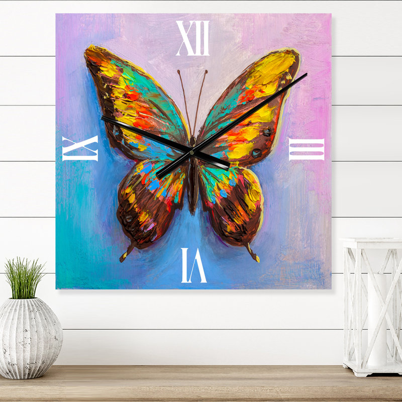 Magnifique papillon en turquoise et horloge murale, Petit