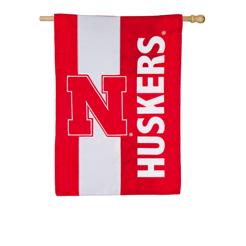Drapeau de maison en polyester à 2 côtés NCAA 44 x 28 po, Université du Nebraska, H 18 po x l 12,5 po