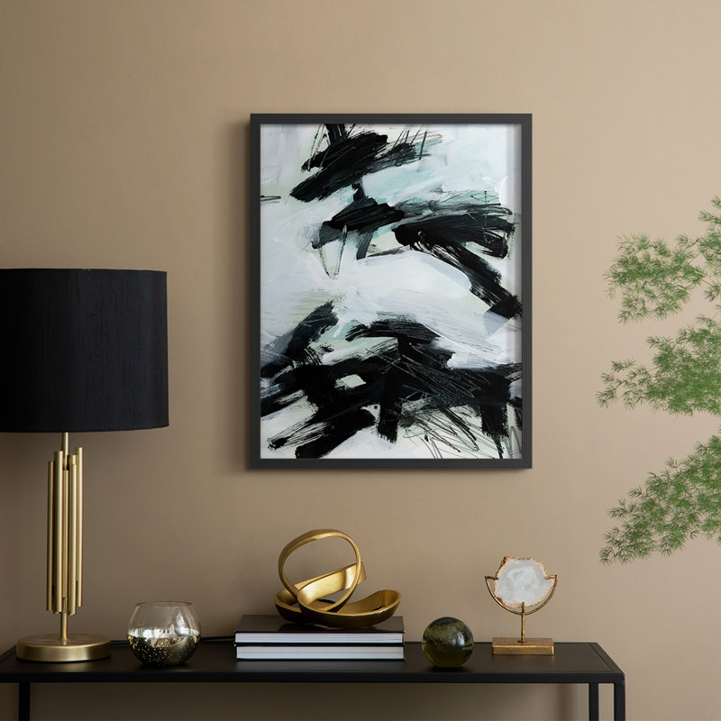 Reproduction encadrée océan en bois massif II, H 11 po x l 9 po, Noir, noir, noir, noir