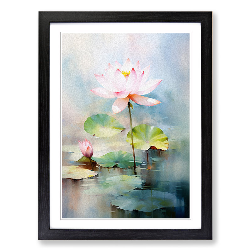 Lotus Flower Impressionism - Framed Print, Black Framed, 64cm H x 46cm W x 2cm D