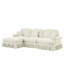 Canapé modulaire en L à 3 places en blanc beige, chenille, accoudoirs évasés et jupes amovibles, pieds fuselés Century Three avec pieds, plis blancs-2054400014