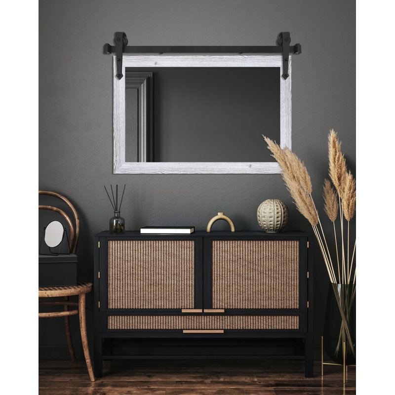 Ventanas Flat Wall Mirror, Distressed White, 33" x 54"