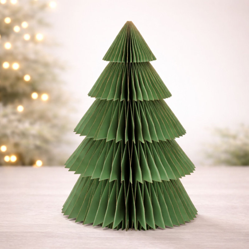 Arbre décoratif en couches de papier H 16,5 po, Vert