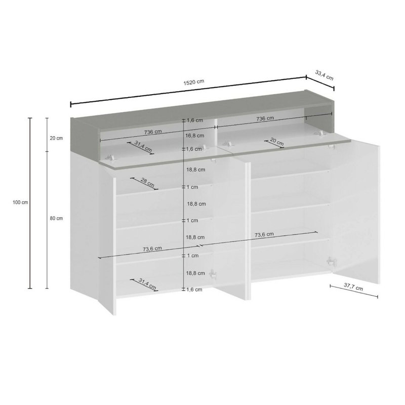 15 Pair Shoe Storage Cabinet, White